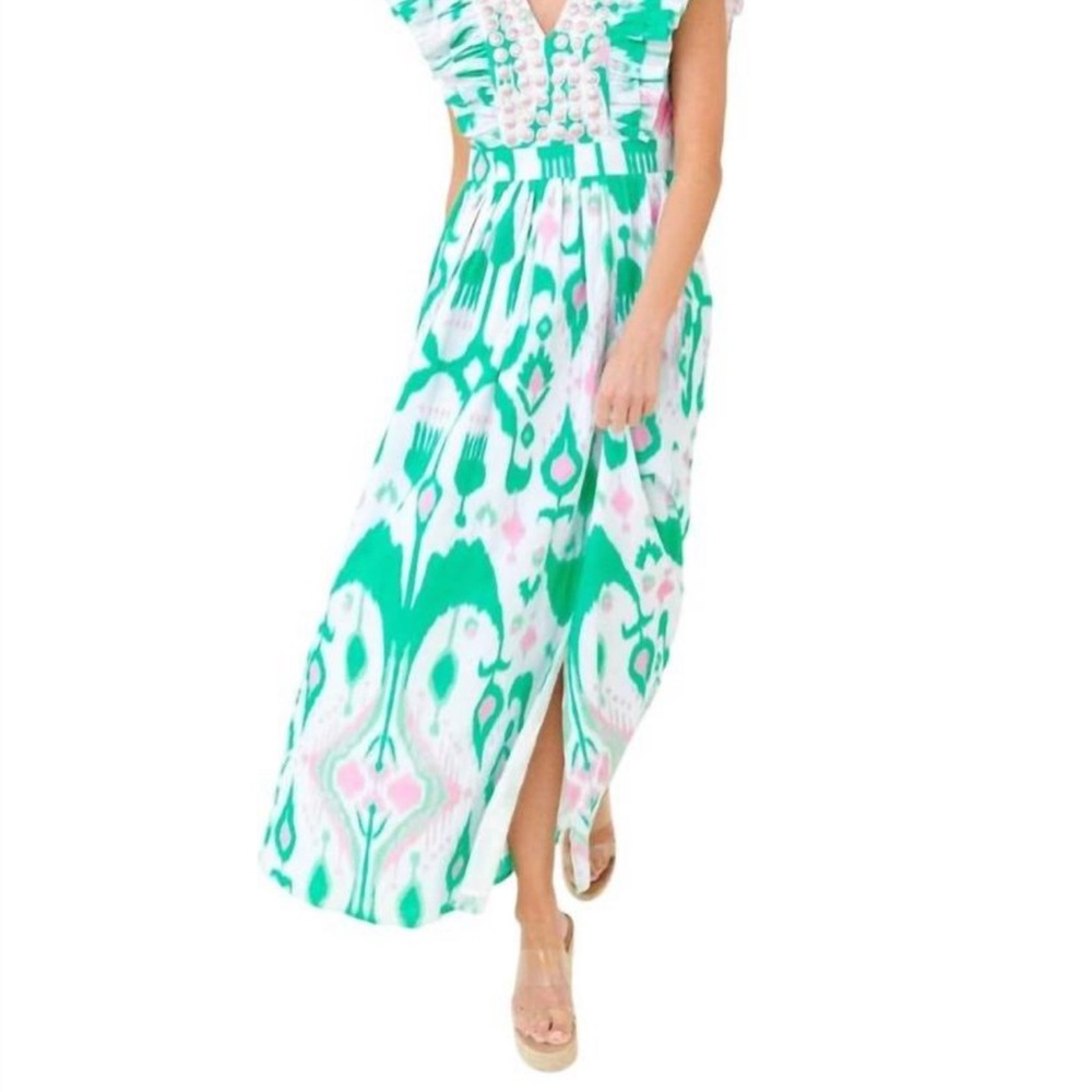 Sheridan French Stacey Dress Ikat Green and Pink